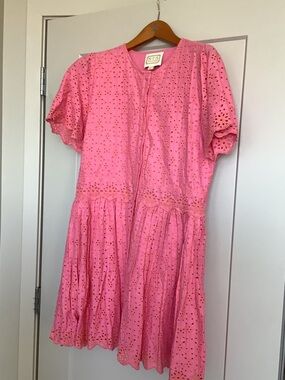 Sail to Sable Pink Eyelet Short Sleeve Cotton Dress